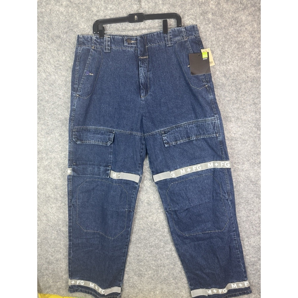 Vintage Marithe Francois Girbaud Jeans Mens 38 Blue Shutter Tape Wide Leg NWT